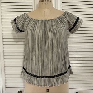 DRA/Anthropologie Los Angeles Cropped Off The Shoulder Fringe Top Sz-S
